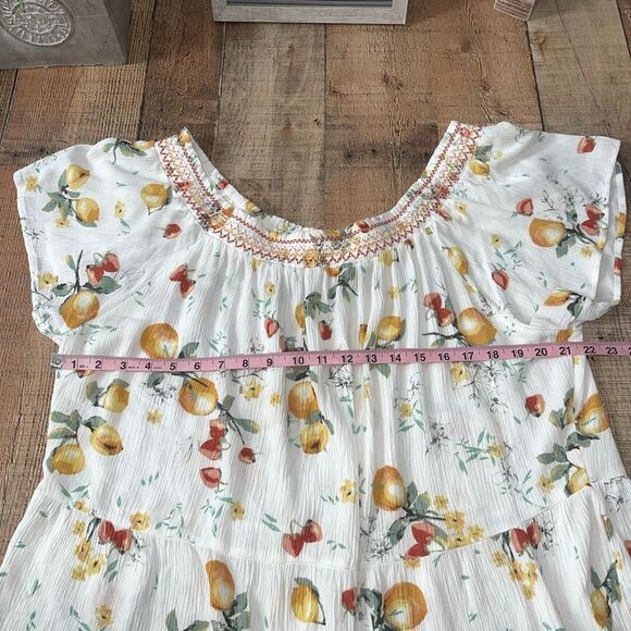 Maurice’s White Fruit Smocked Neck Top - Picture 7 of 11